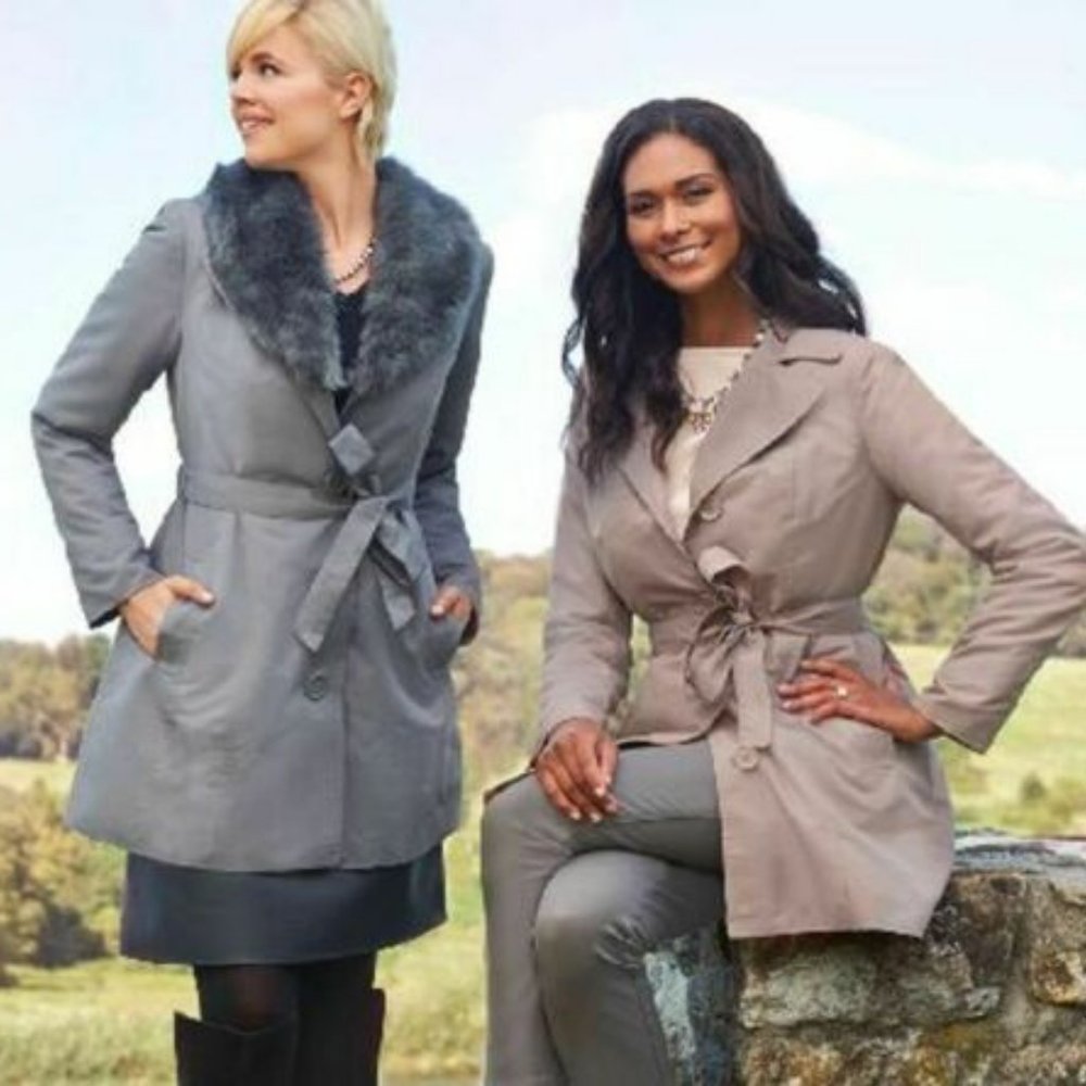 Dennis Basso Coat Removable Lining and Fur Collar